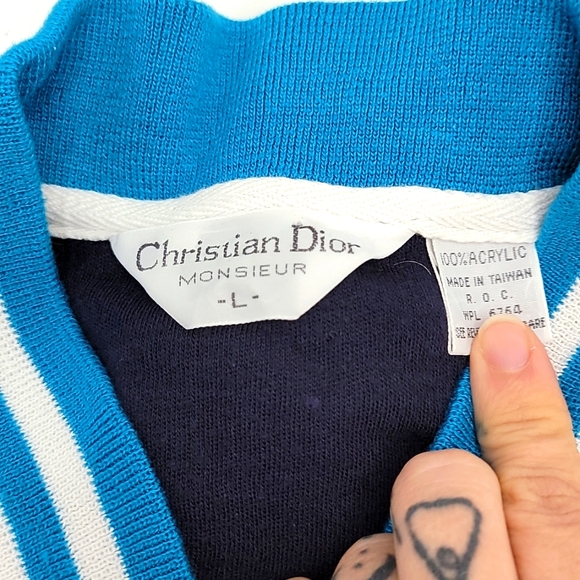 VTG | Christian Dior Monsieur navy & white track jacket Men's L - Picture 4 of 7